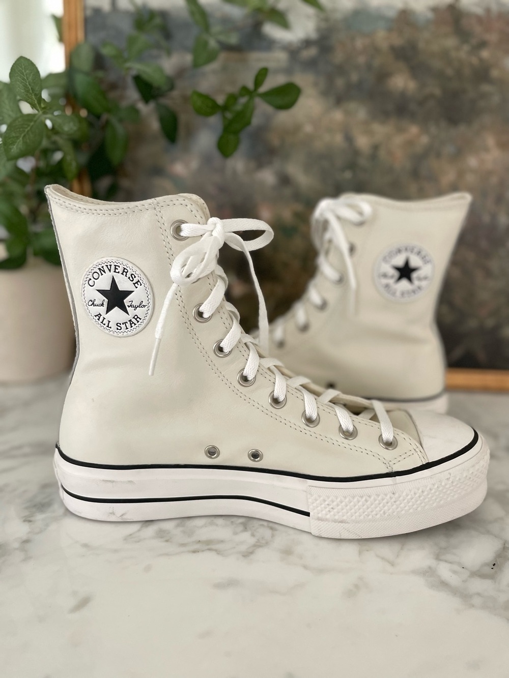 CONVERSE Chuck Taylor XHi‎ Extra High Top Size 9 Egret White Leather - Picture 3 of 8